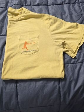 Vineyard Vines Yellow Pocket Tee with Orange Logo